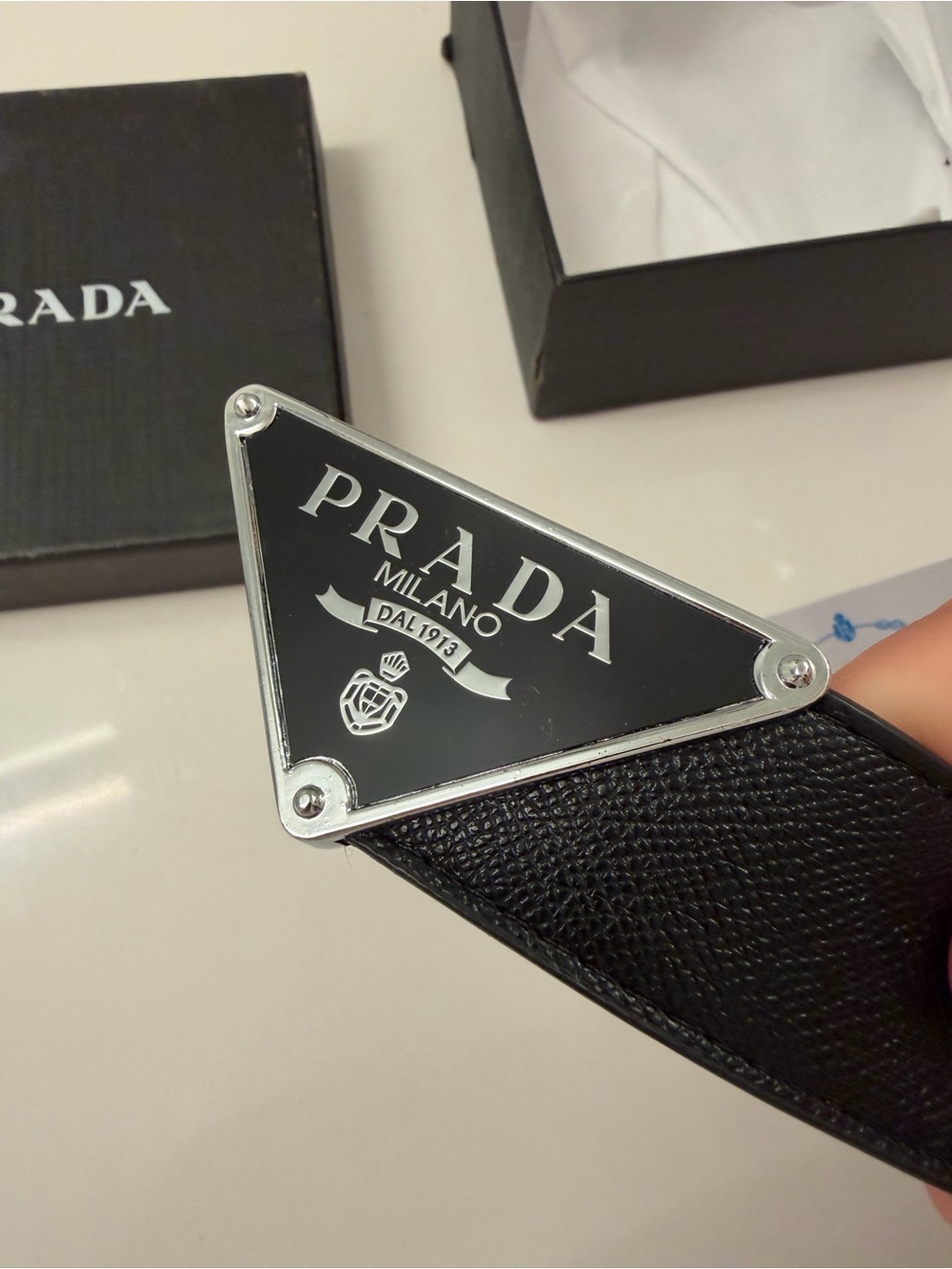 Prada Milano black Saffiano leather belt size 38 - Picture 8 of 10